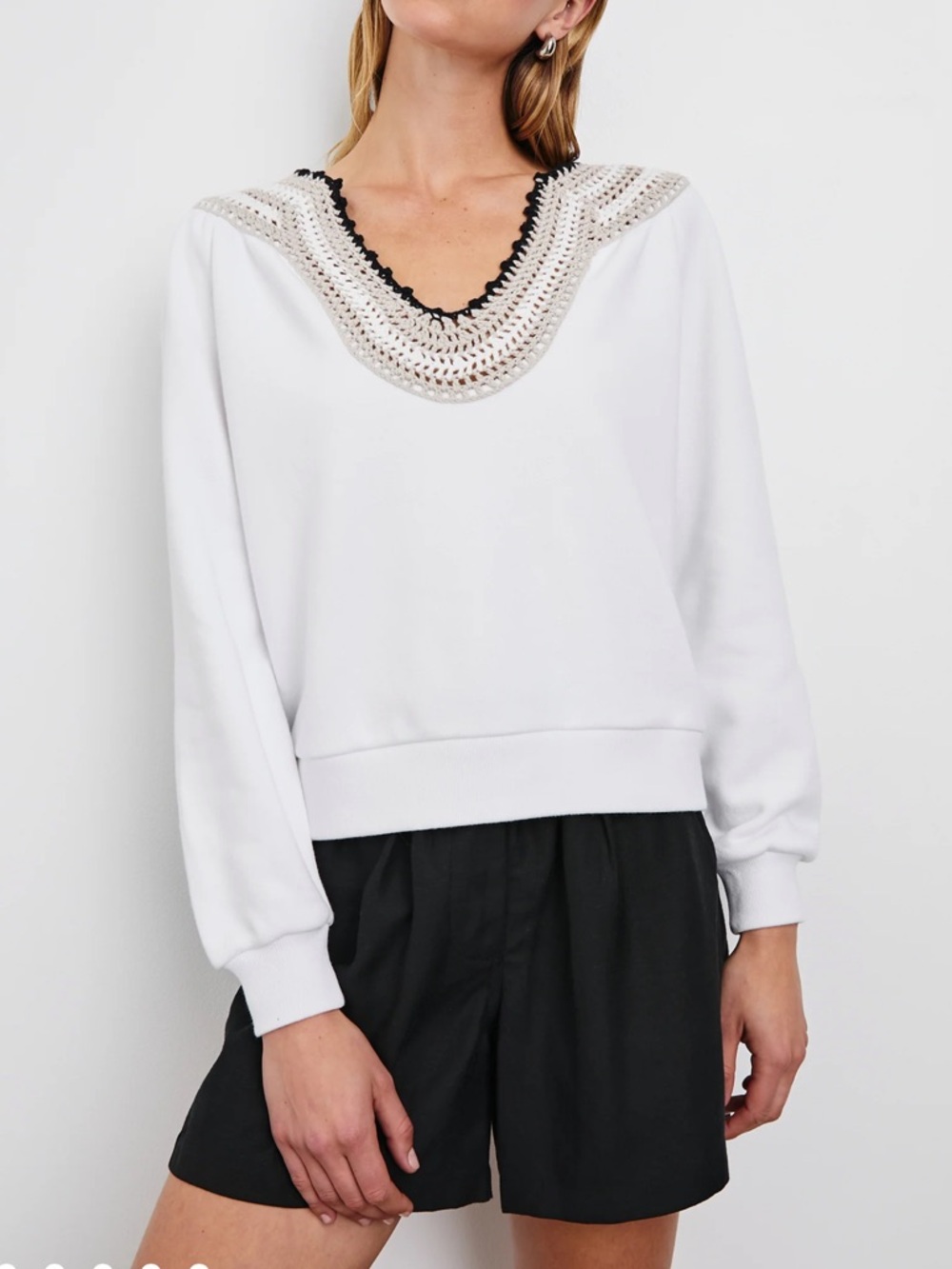 Rails Sava Sweatshirt Ivory With Crochet Size XS